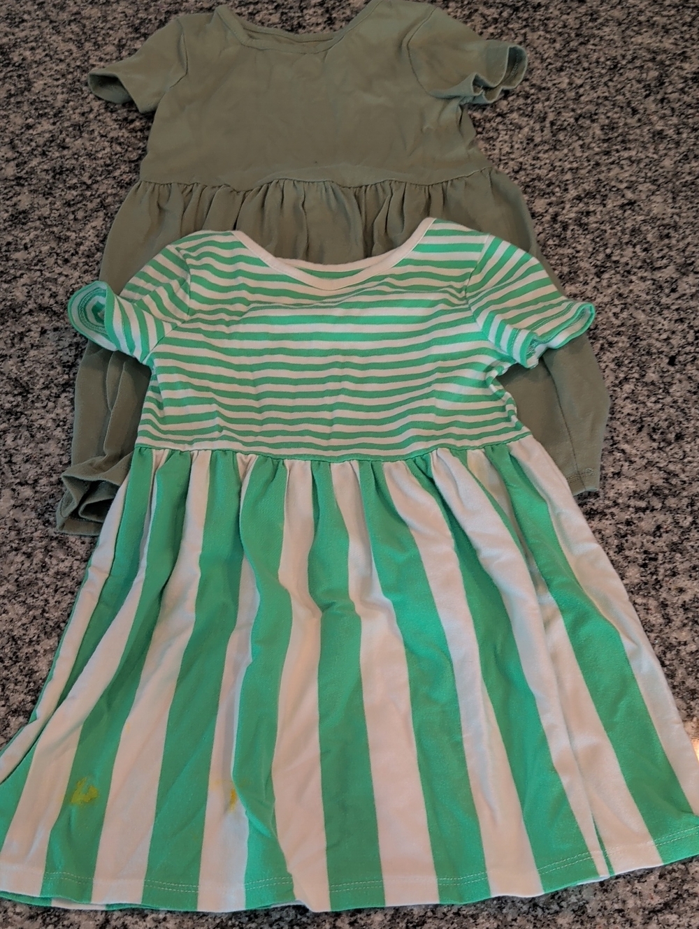 Cat & Jack Green and White Striped Dress with Solid Green Back